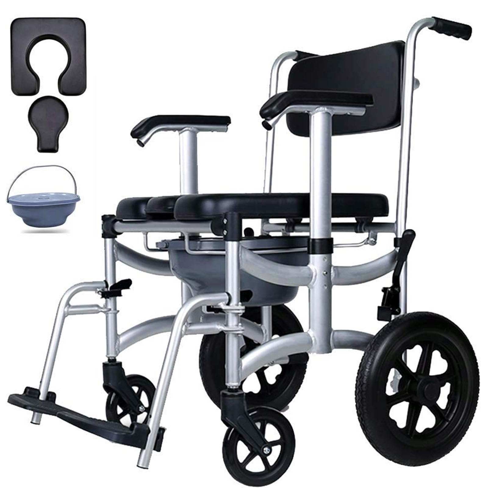 ENWYTE 入浴用車いす 椅子式トイレ シャワーチェア O型座面 キャスタ付 