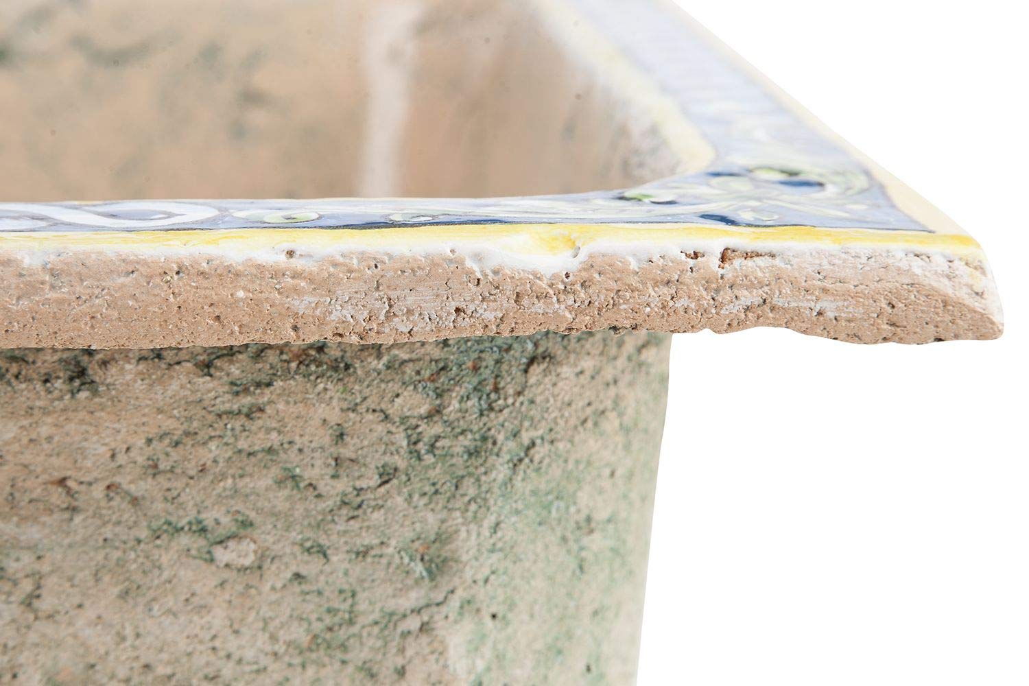 Lavabo ceramica siciliana Terra - Lavello da cucina quadrato da incasso, Un Lavabo da cucina colorato fatto a mano da cucina | Lavello da cucina in ceramica siciliana dall'Italia 42 x 42 cm