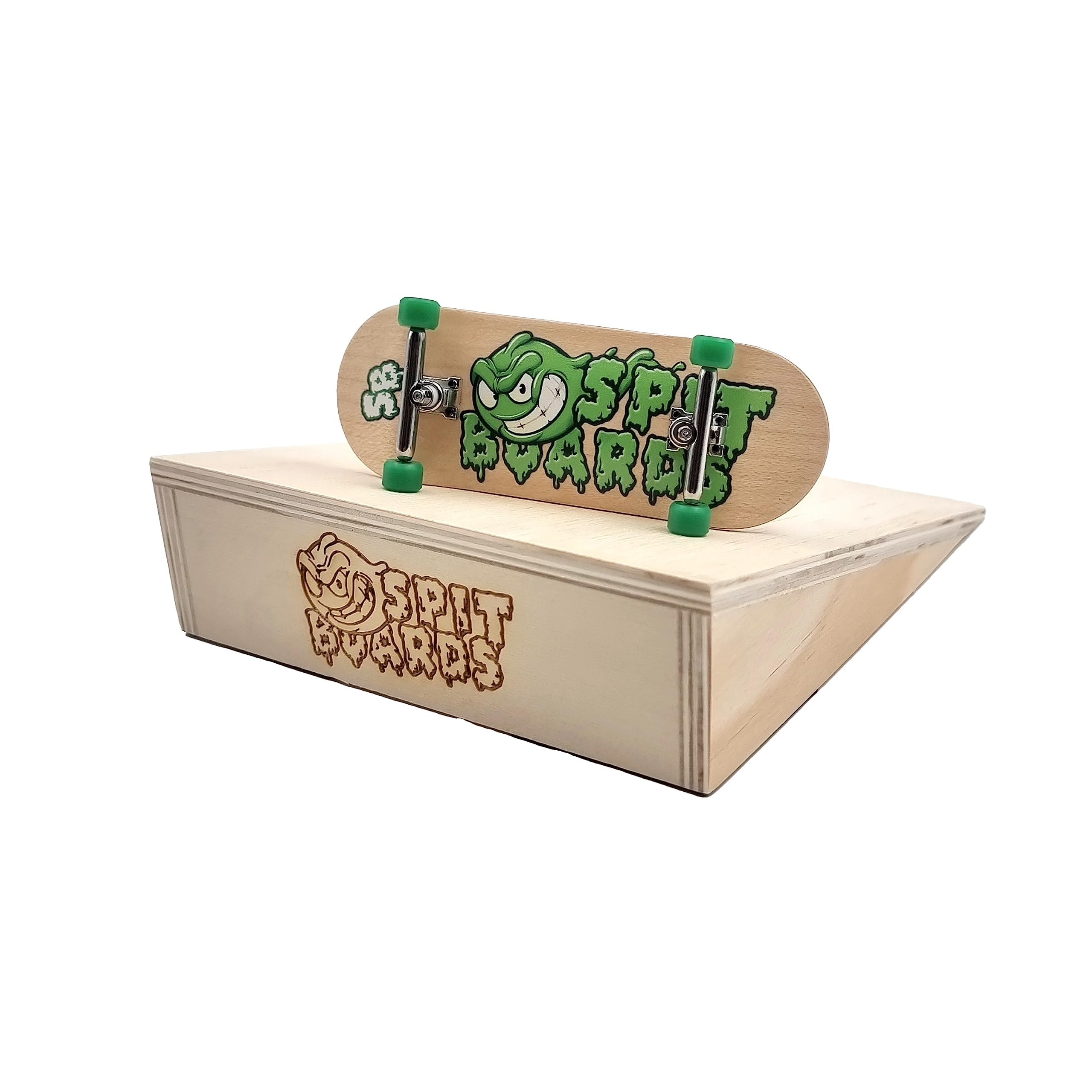 SPITBOARDS® Fingerboard Kicker Ramps Obstacles Green Slime Logo