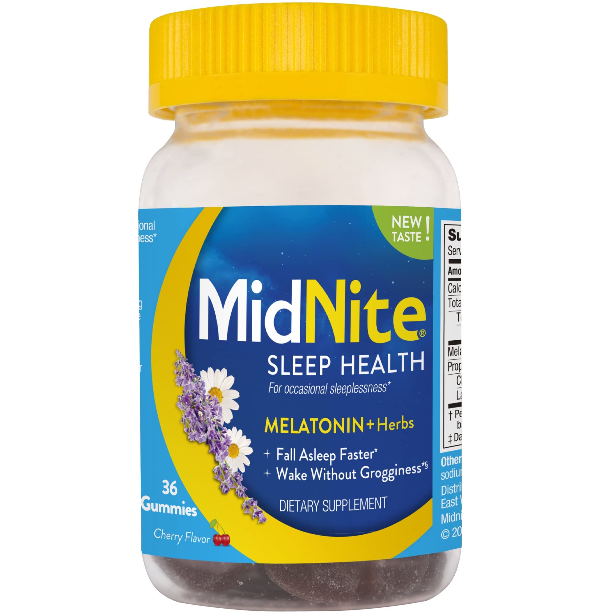 MidNite Drug-Free Sleep Aid Gummies, 3mg Melatonin + Herbs, 36 Count
