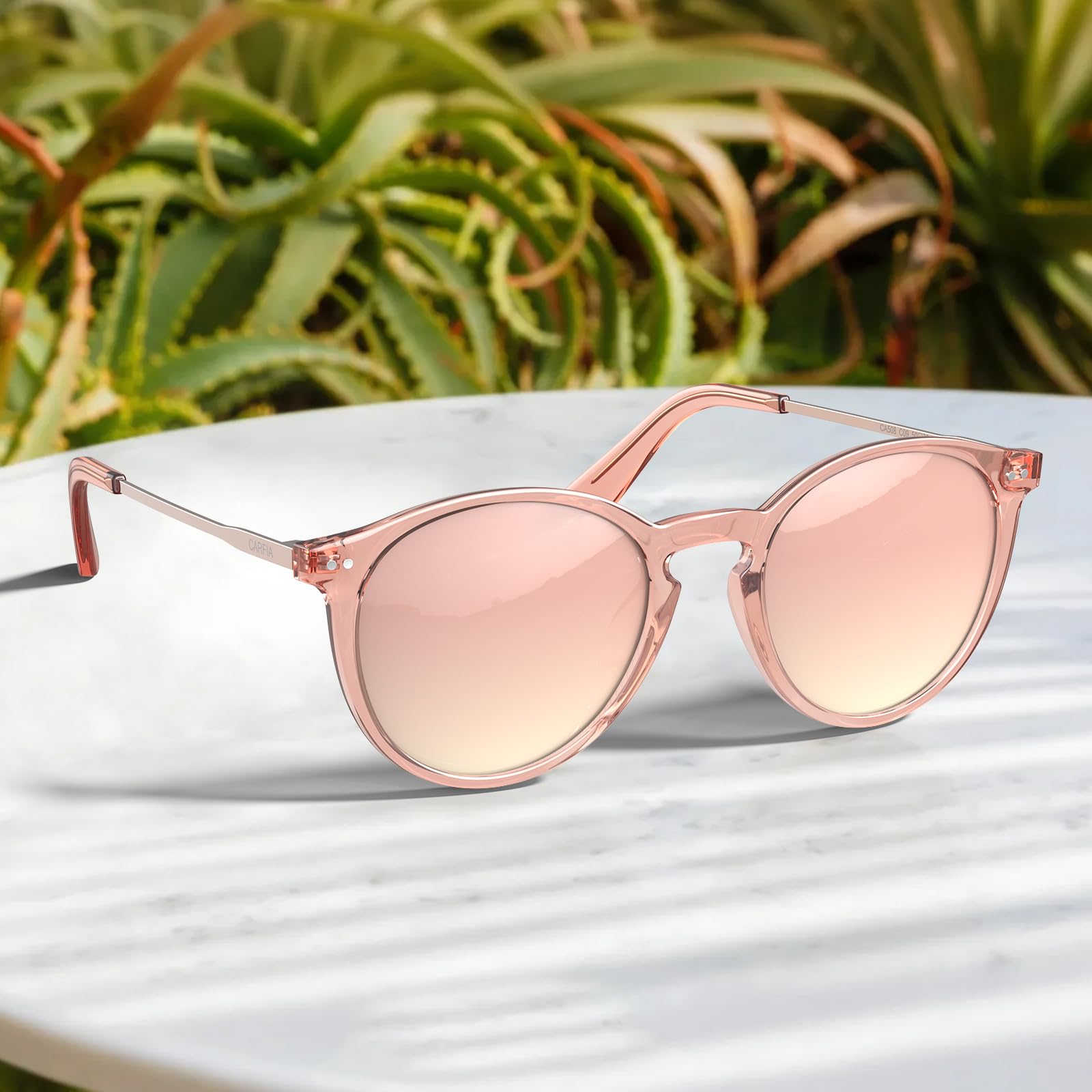 CARFIA Sonnenbrille Damen Polarisiert 100% UV400 Schutz Runde Rahmen Retro Schildpatt Anti Blendung Brille