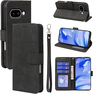 に適用する Google Pixel 9a ケース 手帳型 に適用する Pixel 9A ケース手帳型 ピクセル9a 用の 手帳型ケース カバー puレザー 耐摩擦 耐衝撃 全面保護 マグネット式 スタンド機能 カード収納 手触りが良い【内側の黒いTPU】スマホケース スマホカバー(に適用する Google Pixel 9A カバー 手帳型) (ブラック)