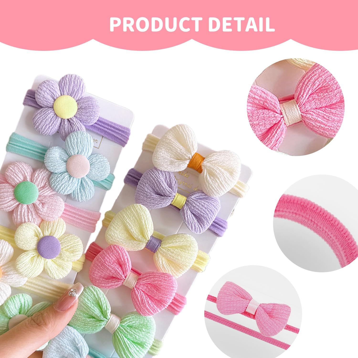 36 Pcs Baby Hair Bobbles, Candy Colors Soft Elastic Toddler Hairbands Hairclips with Bows and Flowers for Girls Hair Accessories - Image 3