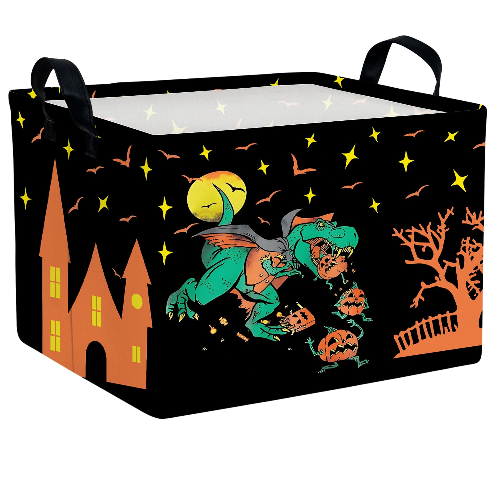 Halloween Basket Gift Cute Pumpkin Ghost Parties Decor Kid Trick or Treat Basket for Boys and Girls Rectangular Storage Bin Box (Dinosaur)