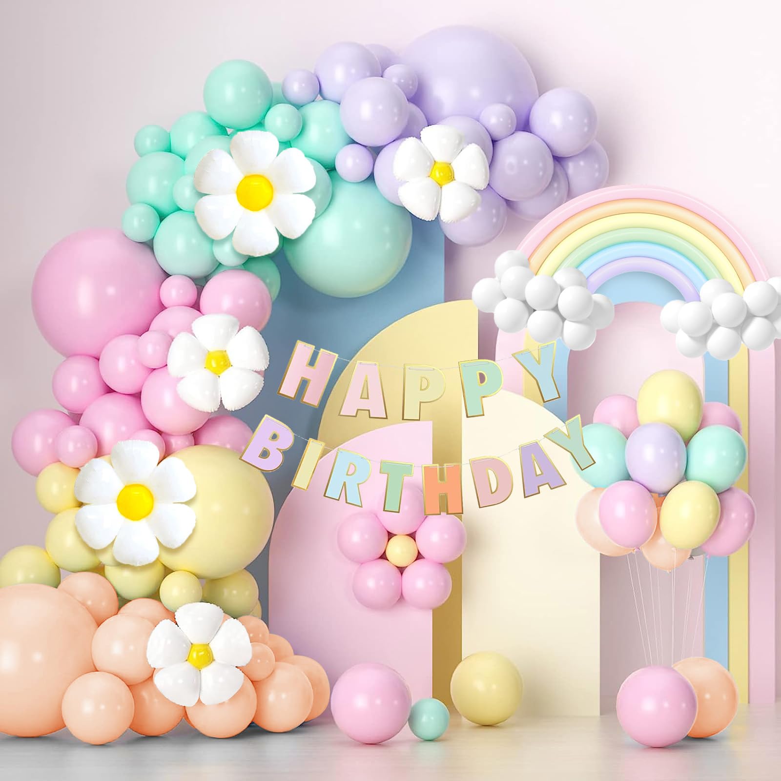 Baby Shower GARCIAS 149 Pzs Kit De Globos De Arcoíris Pastel