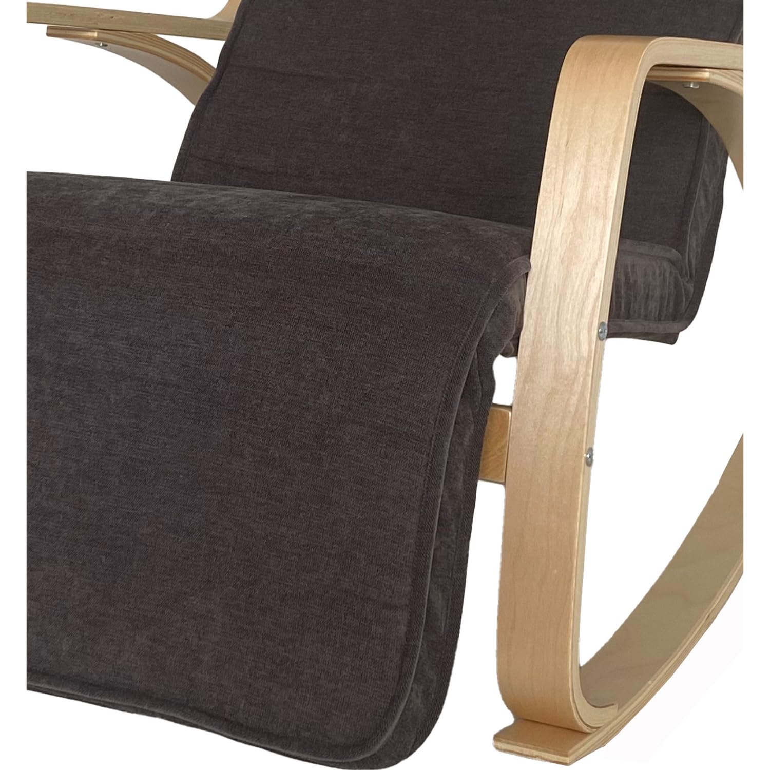 WeHome Swing Amor Fauteuil à Bascule avec accoudoirs en Bois, Rocking Chair, Fauteuil à Bascule avec Repose-Pieds réglable, Fauteuil Salon, Chaise de Chambre à Coucher (Tissu, Gris foncé)
