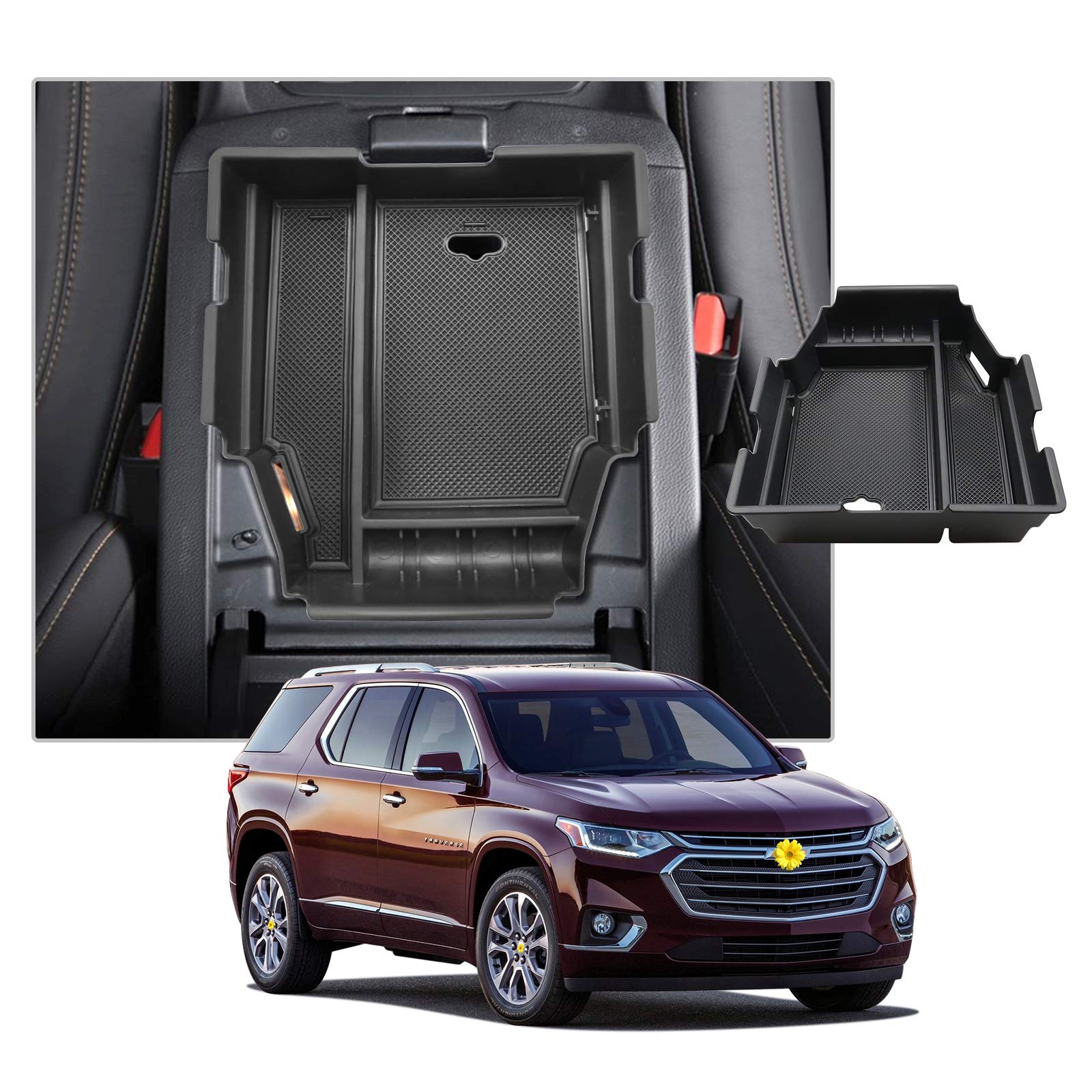 CDEFG Traverse Center Console Organizer: Center Console Insert ABS Black Material Armrest Organizer Tray Secondary Storage Box Compatible with 2019 2020 Traverse Interior Accessories