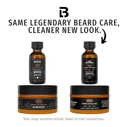 Miniatura 2 de Live Bearded Kit de aseo de aceite para barba y mantequilla de barba - 1880 - Ingredientes totalmente naturales con manteca de karité, aceite de