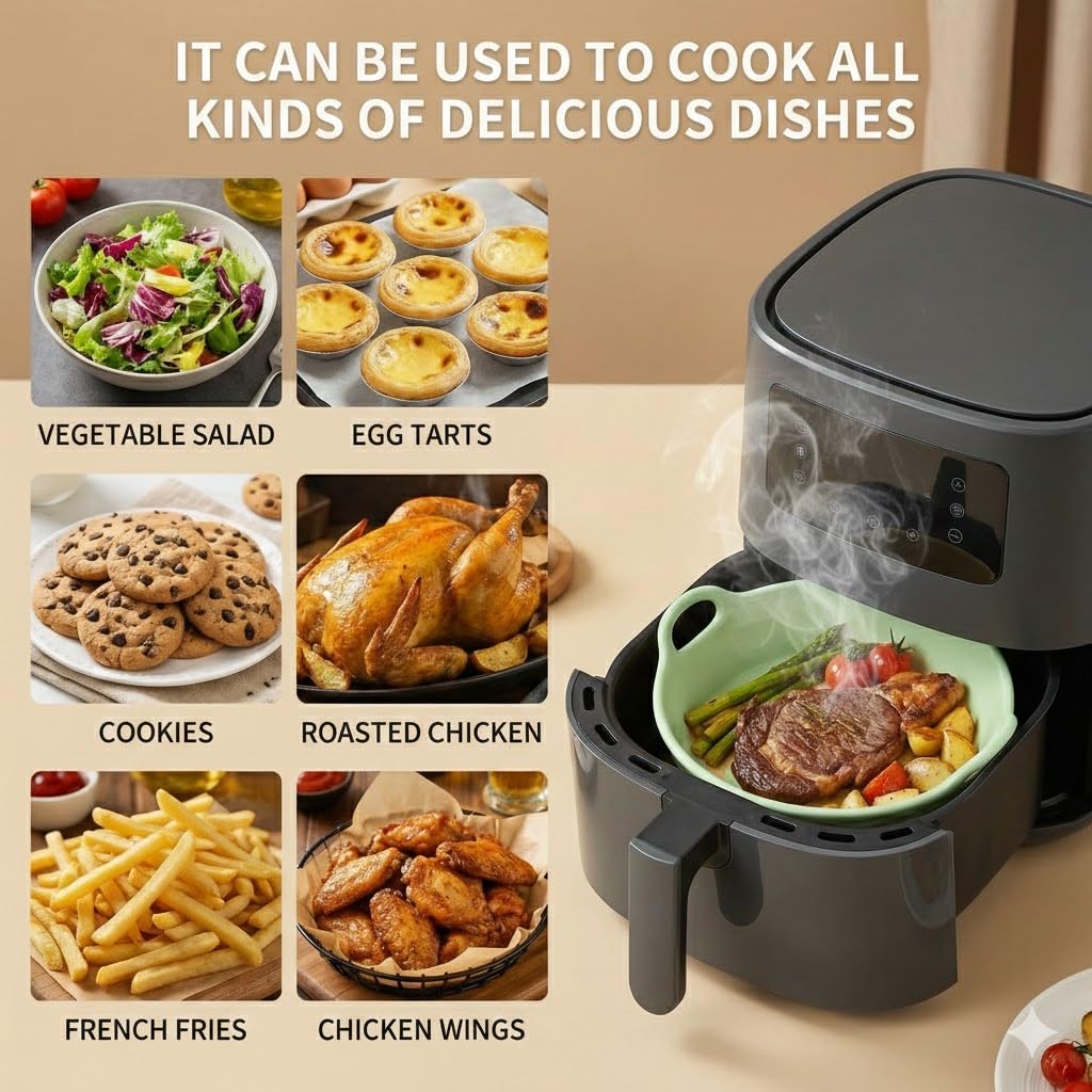Patelnia do zapiekania Airfryer - Okrągła - 20 cm - Wykonana z ceramiki - Z uchwytami z ceramiki - Na lasagne, tiramisu