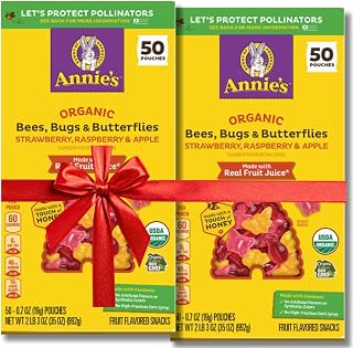 Annies Organic Bees Bugs & Butterflies Snacks, .7 oz each, 50-count – Strawberry, Raspberry, and Apple Flavors NET WT 2 lb 3 oz (2-Pack)