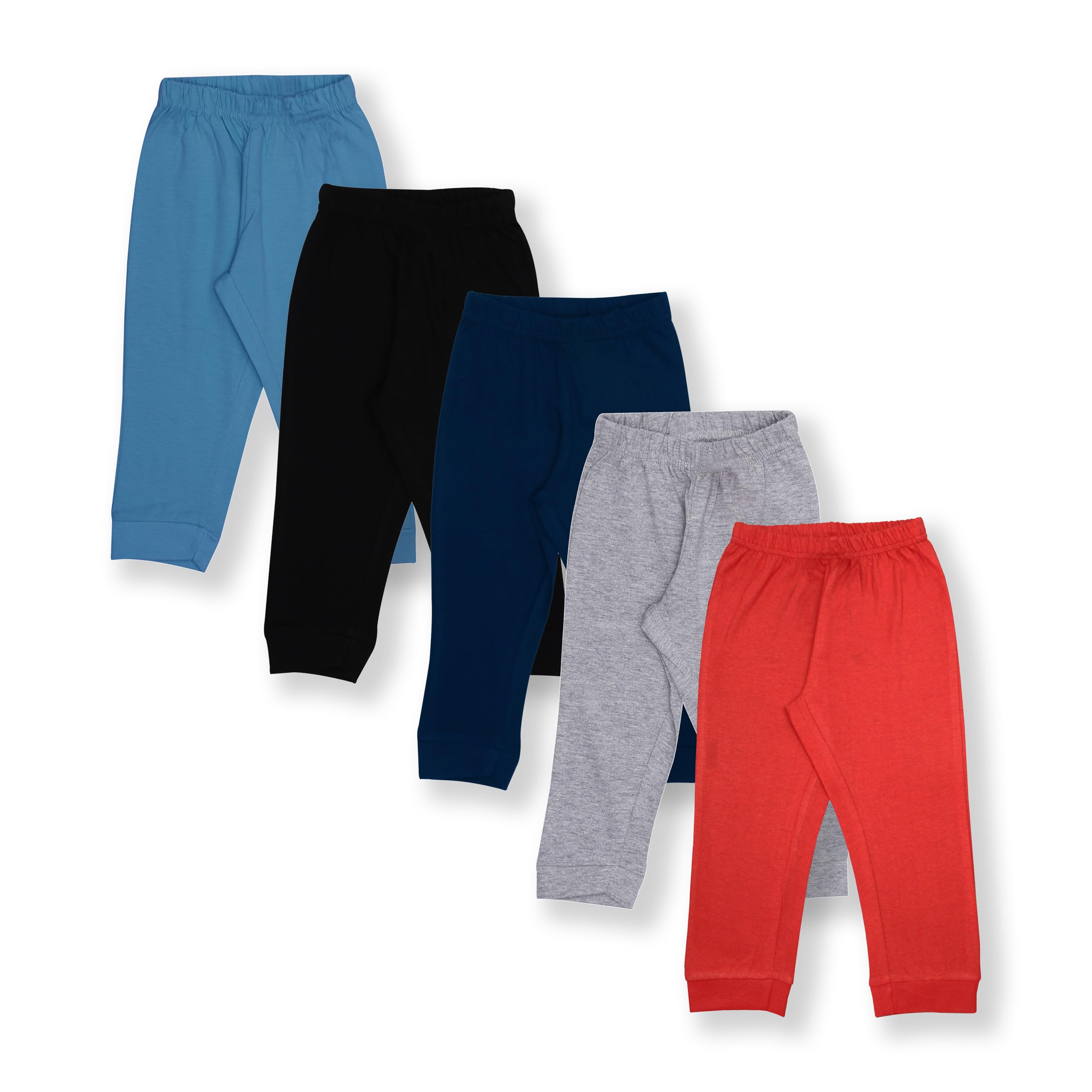 Baby Boy Regular Fit Jogger Pants, Cotton Lower for Boys Camping Accessories Soft Breathable Lightweight for All Season-6 to 36 Months-Pack of 5-image-2