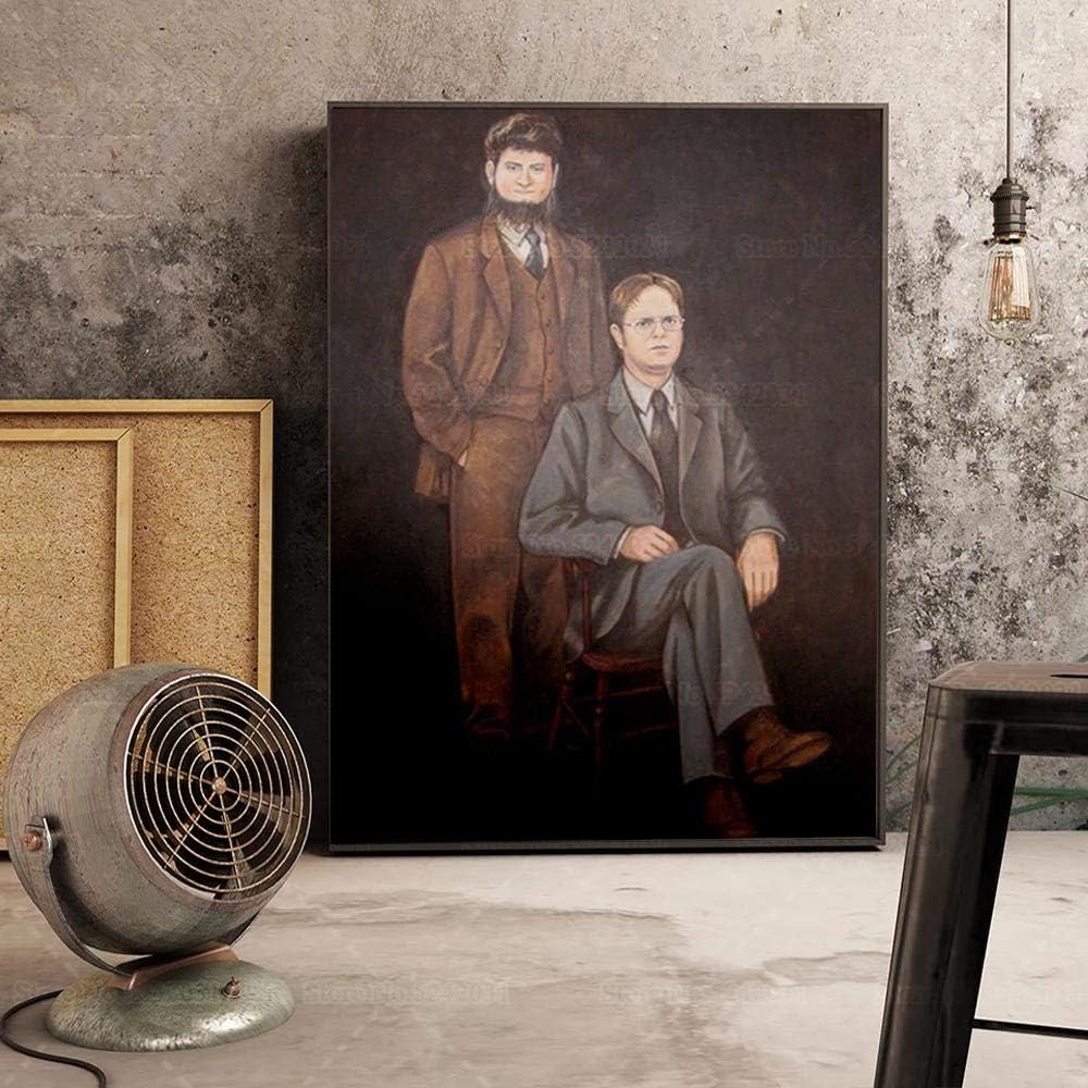dayanzai The Office Poster Portrait of Dwight Schrute and Mose Schrute Canvas Painting Wall Art Decoration for Living Room/50x70cm-No Frame