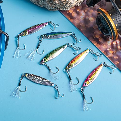 Miniatura 3 de Goture Plantillas de pesca, plantilla vertical de plomo para agua salada, señuelos de jigging de colores 3D, señuelos de pesca con gancho de