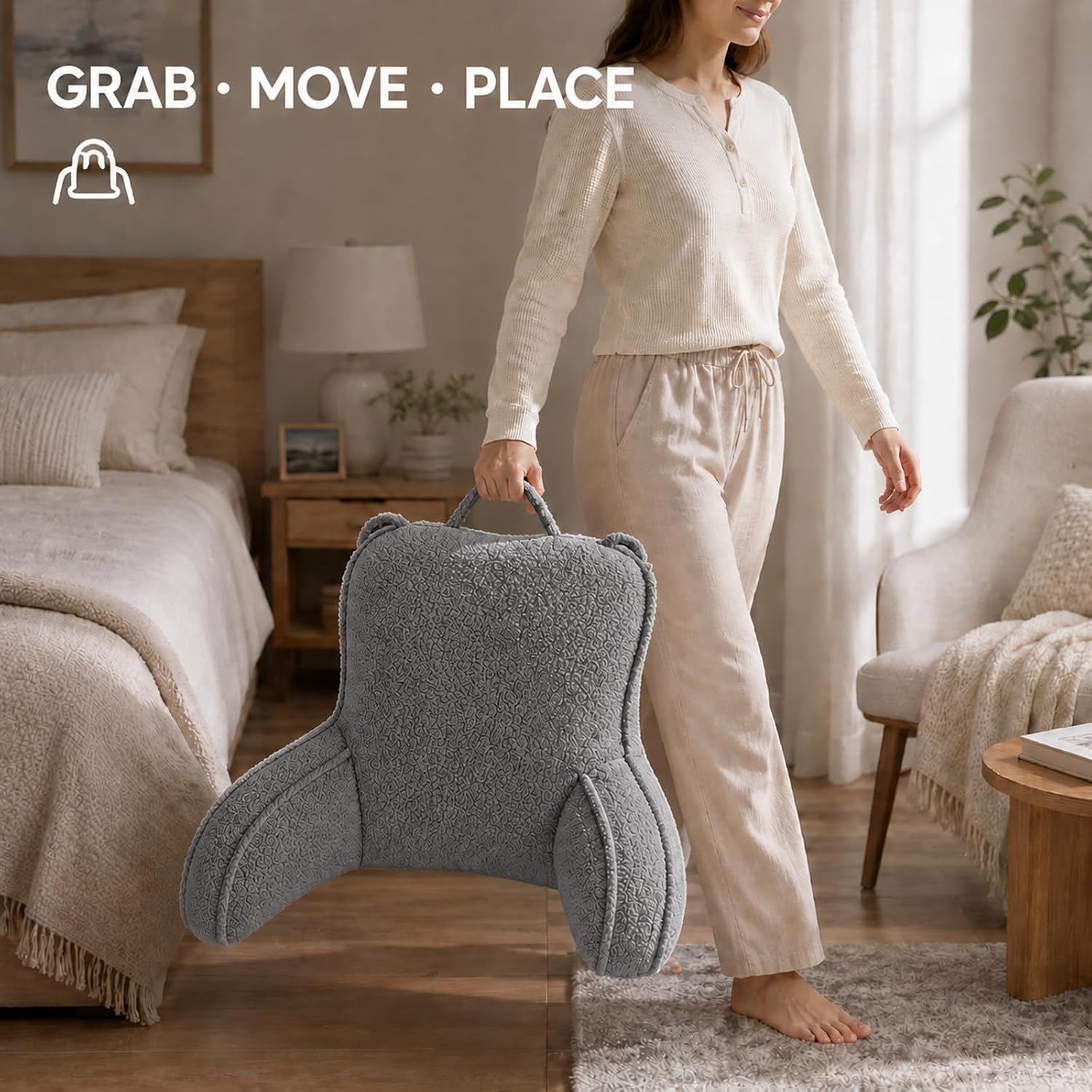 Reading Pillow Bed Rest Backrest Cushion with Arms & Neck Support