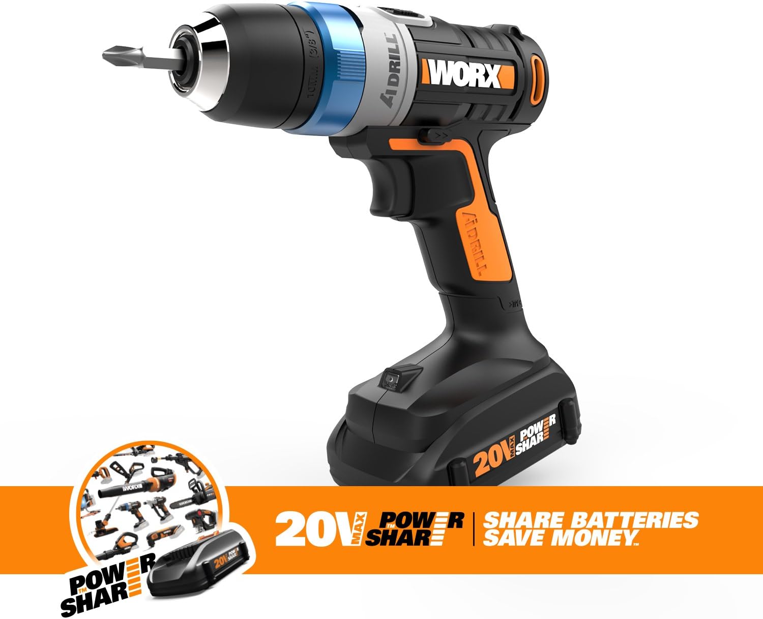 Get Cheap Price WORX Advanced Intelligence (Ai) 20V Cordless Drill with Pulse Assist, Bitlock, & Safedrive Technology – WX178L New Deal WORX Advanced Intelligence (Ai) 20V Cordless Drill with Pulse Assist, Bitlock, & Safedrive Technology – WX178L
