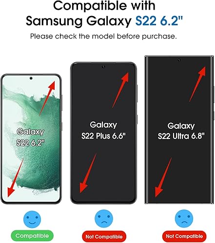 Miniatura 2 de amFilm OneTouch - Protector de pantalla para Samsung Galaxy S22 5G de 6.1 pulgadas, dureza 9H con protector de lente de cámara, más fácil