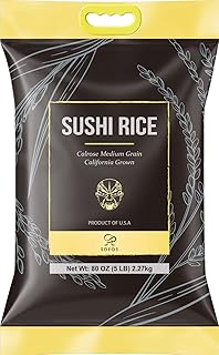 Soeos Premium Sushi Rice 5 Pound, Calrose White Rice, Dried White Rice, White Sicky Rice, Best Rice for Sushi