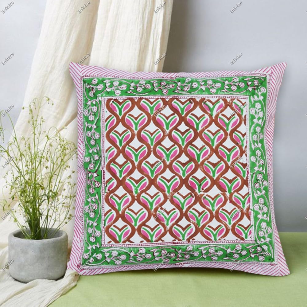 Housse de coussin 40x40 coton bohème traditionnel à motif losanges