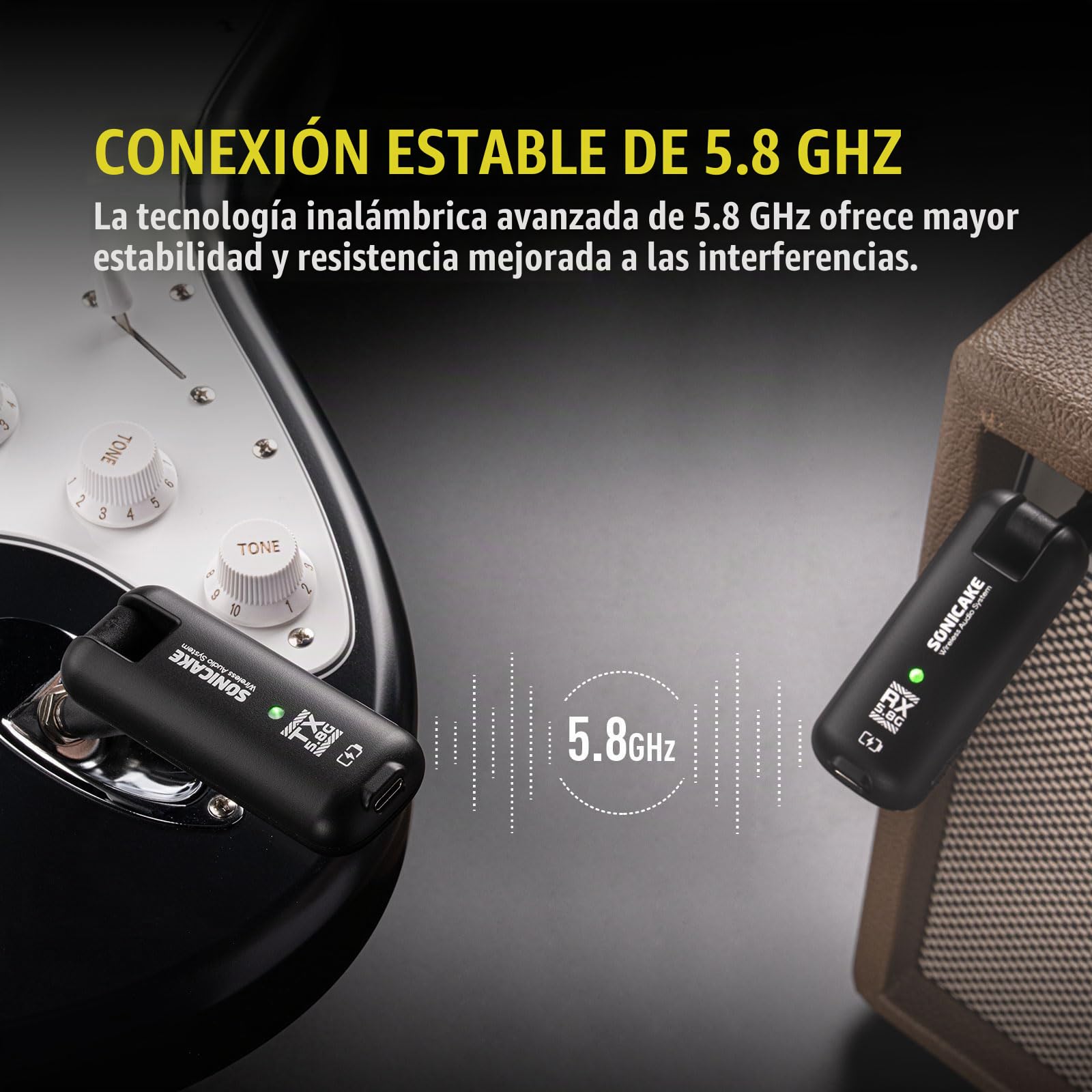 SONICAKE 5,8GHz Sistema inalámbrico para guitarra, transmisor y receptor