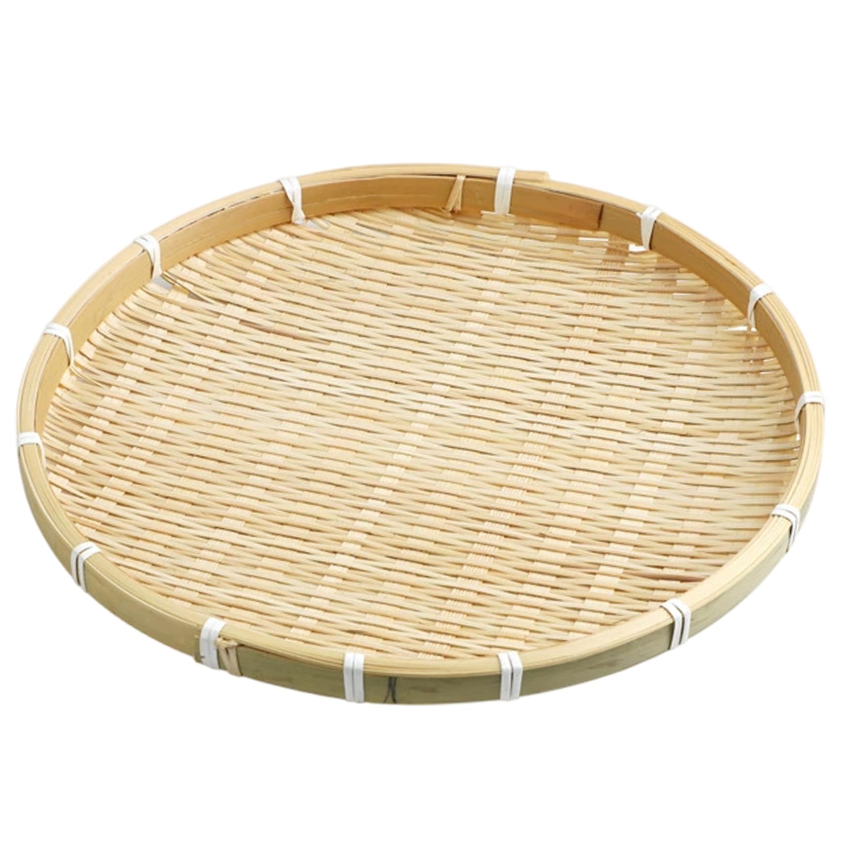 Peosaard Bamboo Sieve 14 Inch Round Woven Tray Natrual Bamboo Basket for Drying Herbs Grains and Vegetables Home or Restaurant, Tray