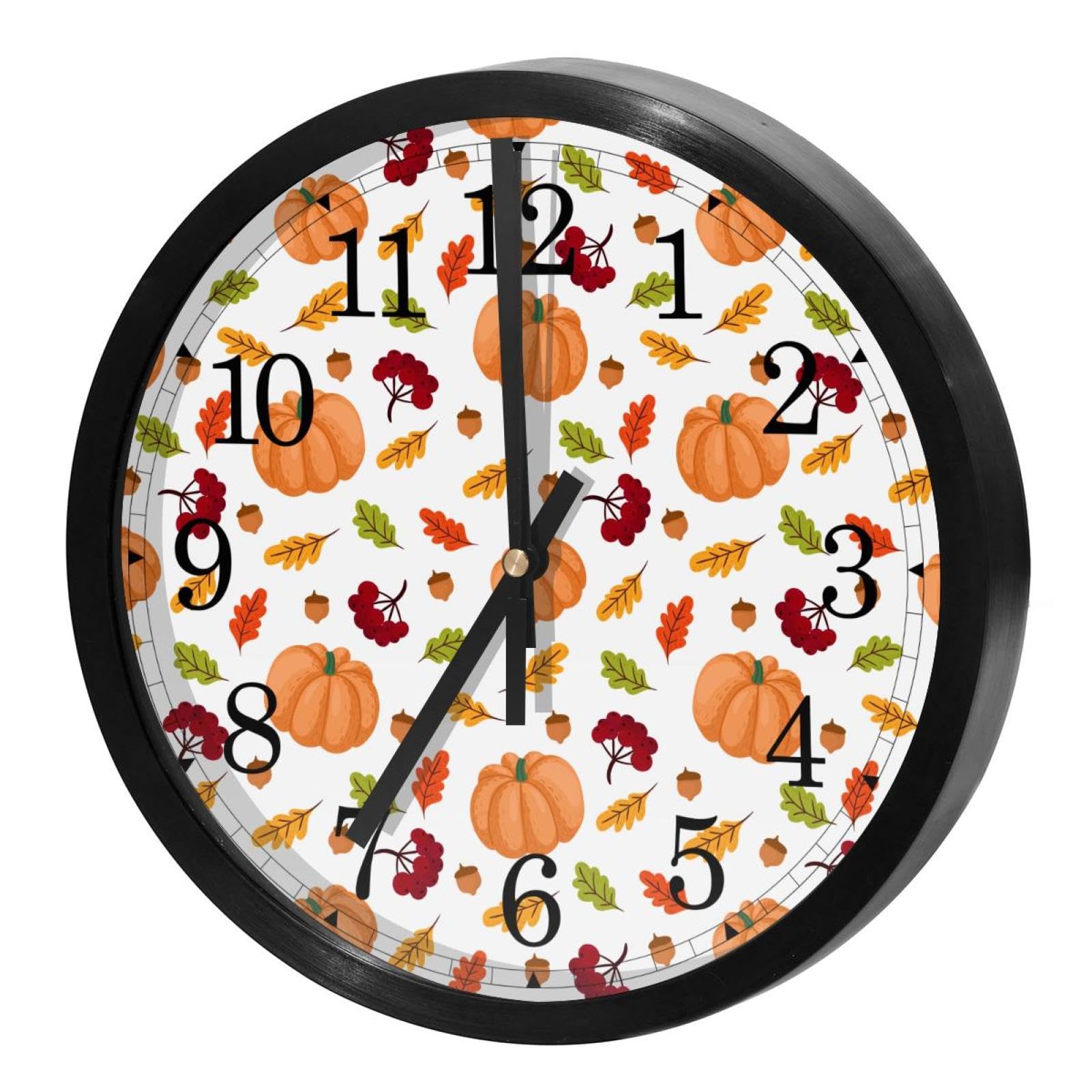 Horloge murale silencieuse sans tic-tac au motif d'automne