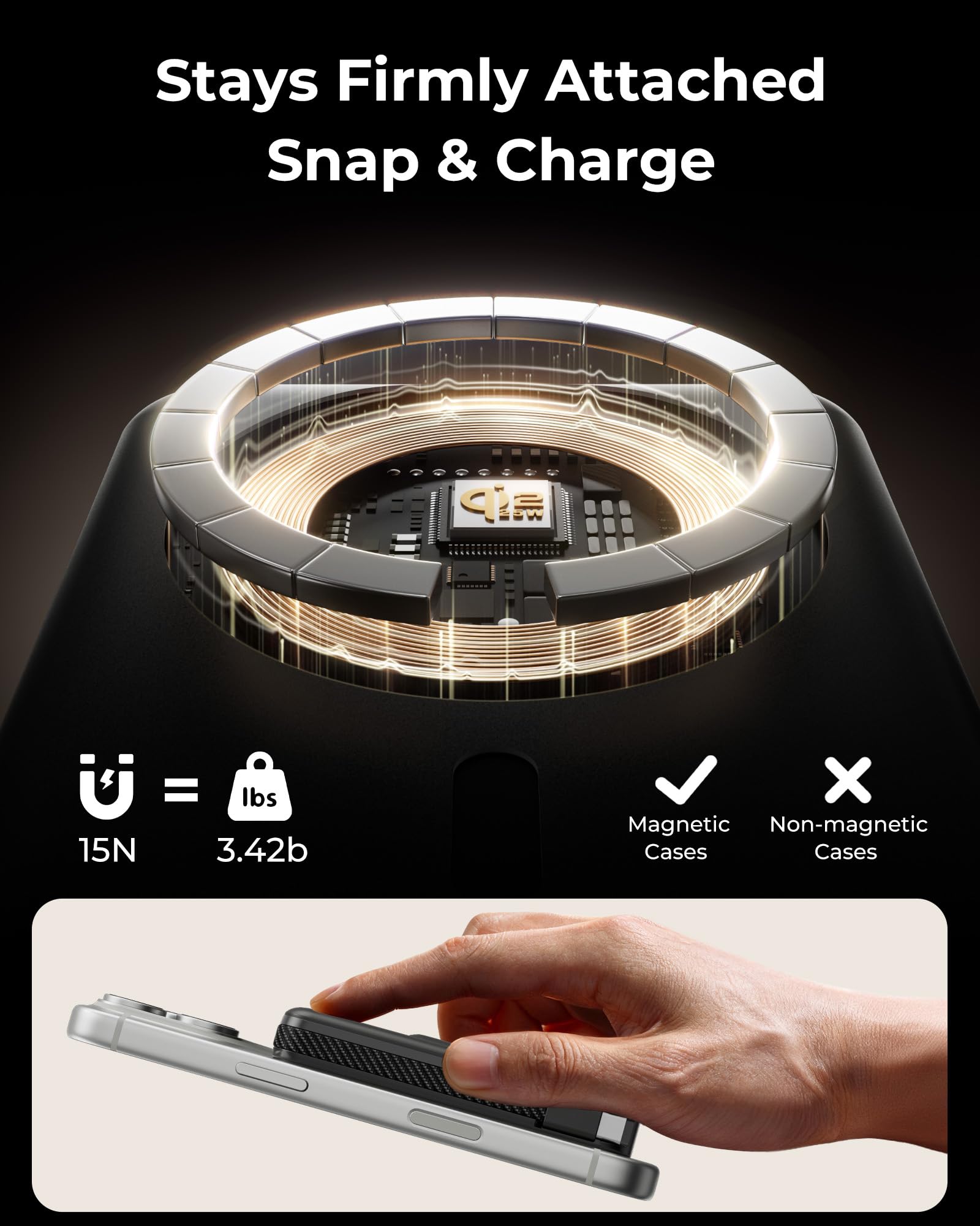 KU XIU 25W Qi2.2-Certificado Estado-Sólido Bateria Externa Carga Rapida para MagSafe, 10 000 mAh Power Bank Magnetico con Cable y Soporte Integrado, Bateria Portatil para iPhone 17/16/15/14/13 Series | 25W inalámbrico, PD 35W carga rápida, cable USB-C int