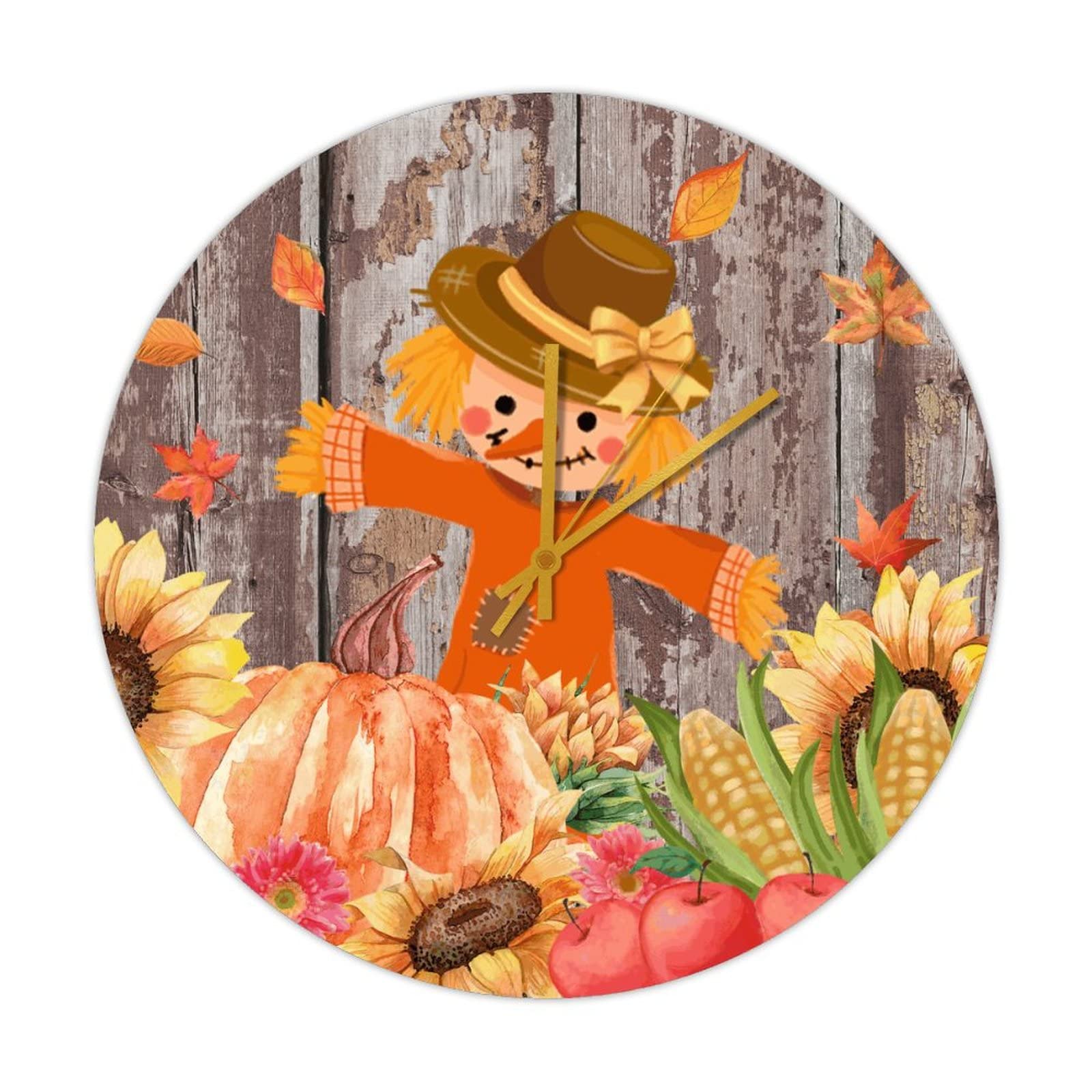 Horloge ronde en bois pour chambre d'enfant Happy Fall cuisine retro 38cm