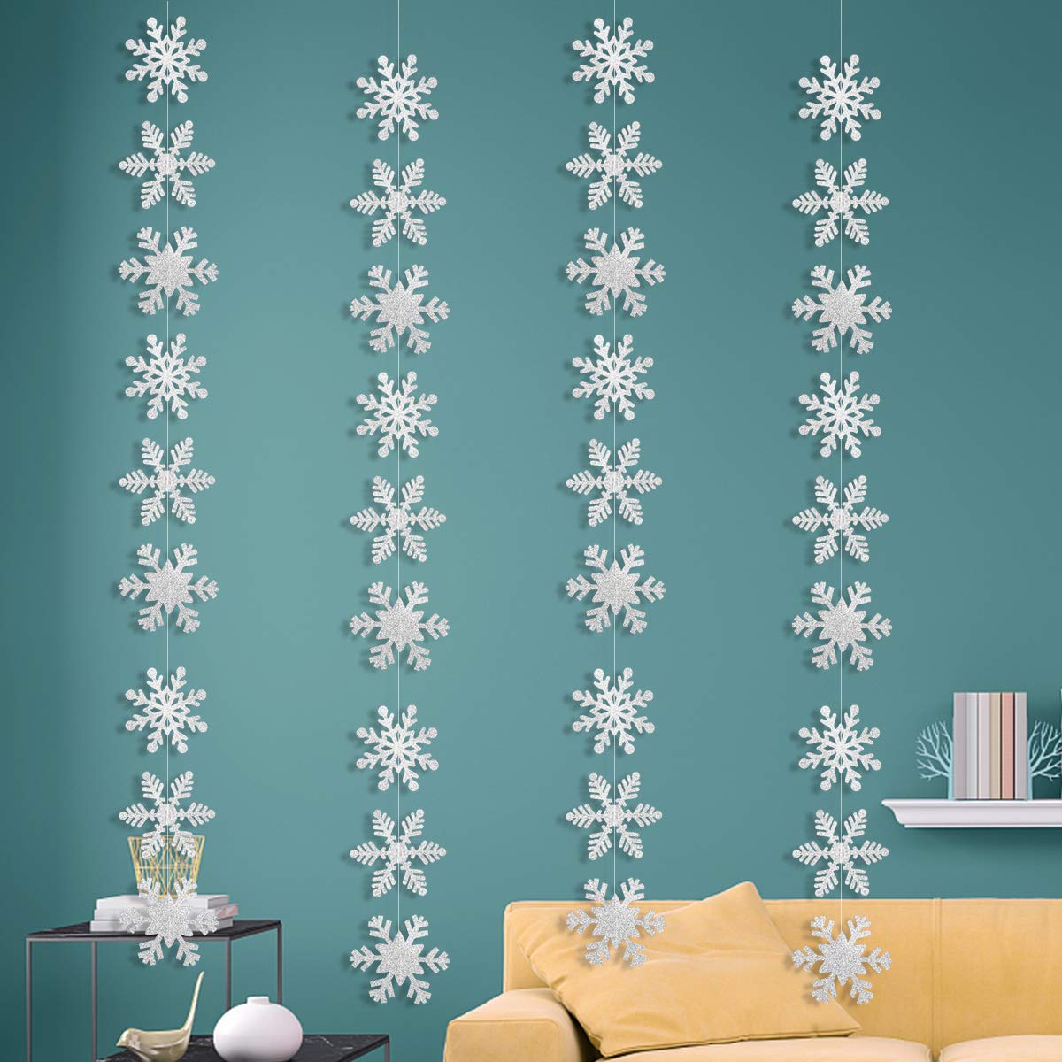 2-Pack Silver Glitter Snowflake Banner - Winter Wonderland Party Decor For Christmas, New Years, Birthdays & Baby Showers - View #8