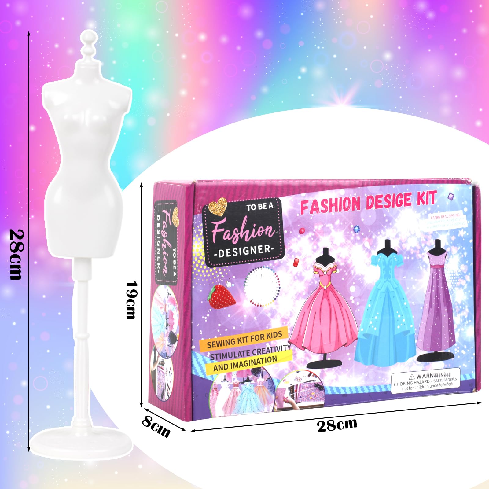 YOCOLE 1000+ Fashion Design Kit, Création de Mode Couture Enfants avec 5 Mannequins, Loisirs Créatifs Activites Manuelles avec Carnet de Croquis, Cadeau D'anniversaire Fille 6 7 8 9 10 11 12 Ans