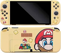 Super Mario OLED Switch - Carcasa de goma TPU para consola OLED Switch y Joy Cons, color amarillo