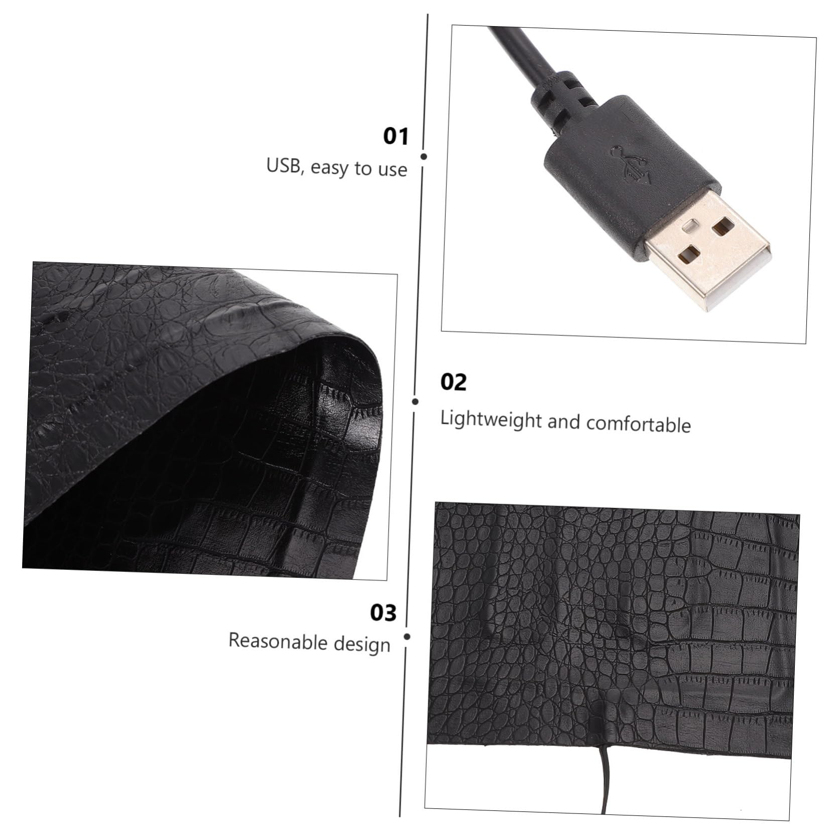 Mikikit Tappetino Riscaldante Regolazione USB a 3 Portatile Materiale Nero per Rettili e Piccoli Animali per Terrari e Esterno