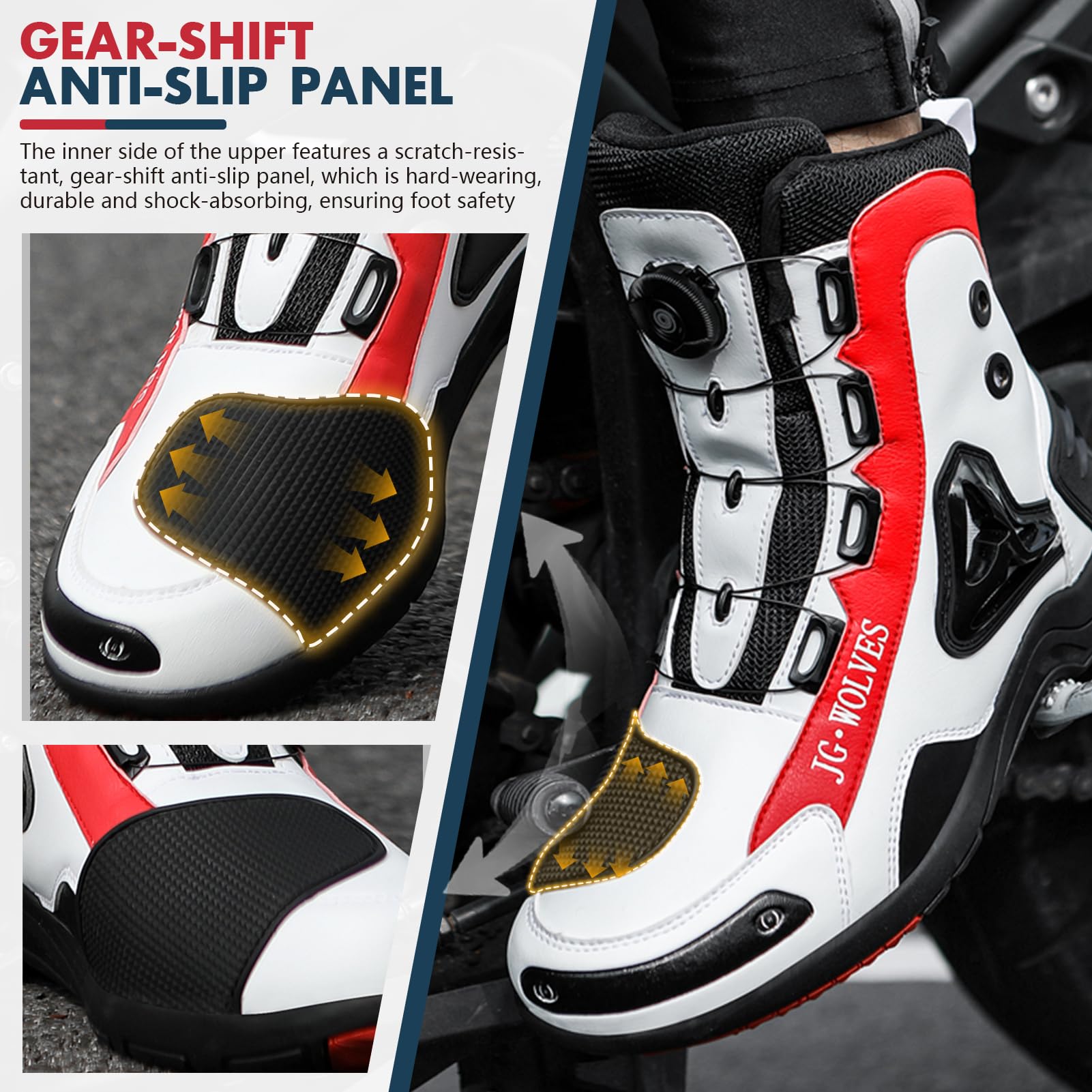 Zapatos de Moto para Hombre Botas Moto de Cuero Reforzados