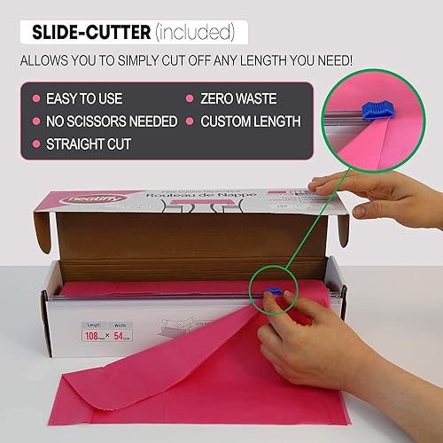 Miniatura 3 de Neatiffy Rollo de mantel de plástico desechable | Mantel impermeable de 54 pulgadas x 108 pies | Mantel para mesas rectangulares, cuadradas,