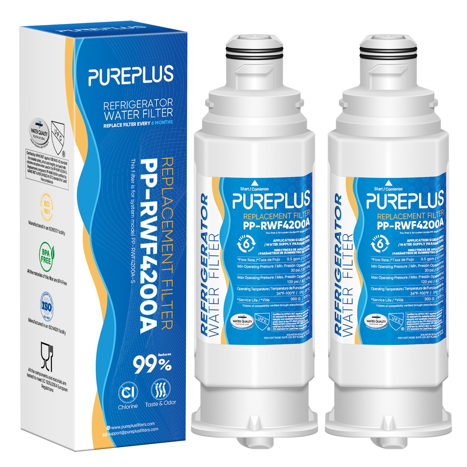 PUREPLUS DA97-17376B Replacement for Samsung HAF-QIN EXP DA97-08006C RF28R7351SG RF28R7201SR RF28T5001SR RF24R7201SR RS27T5200SR RF23M8590SG RWF4200A Refrigerator Water Filter