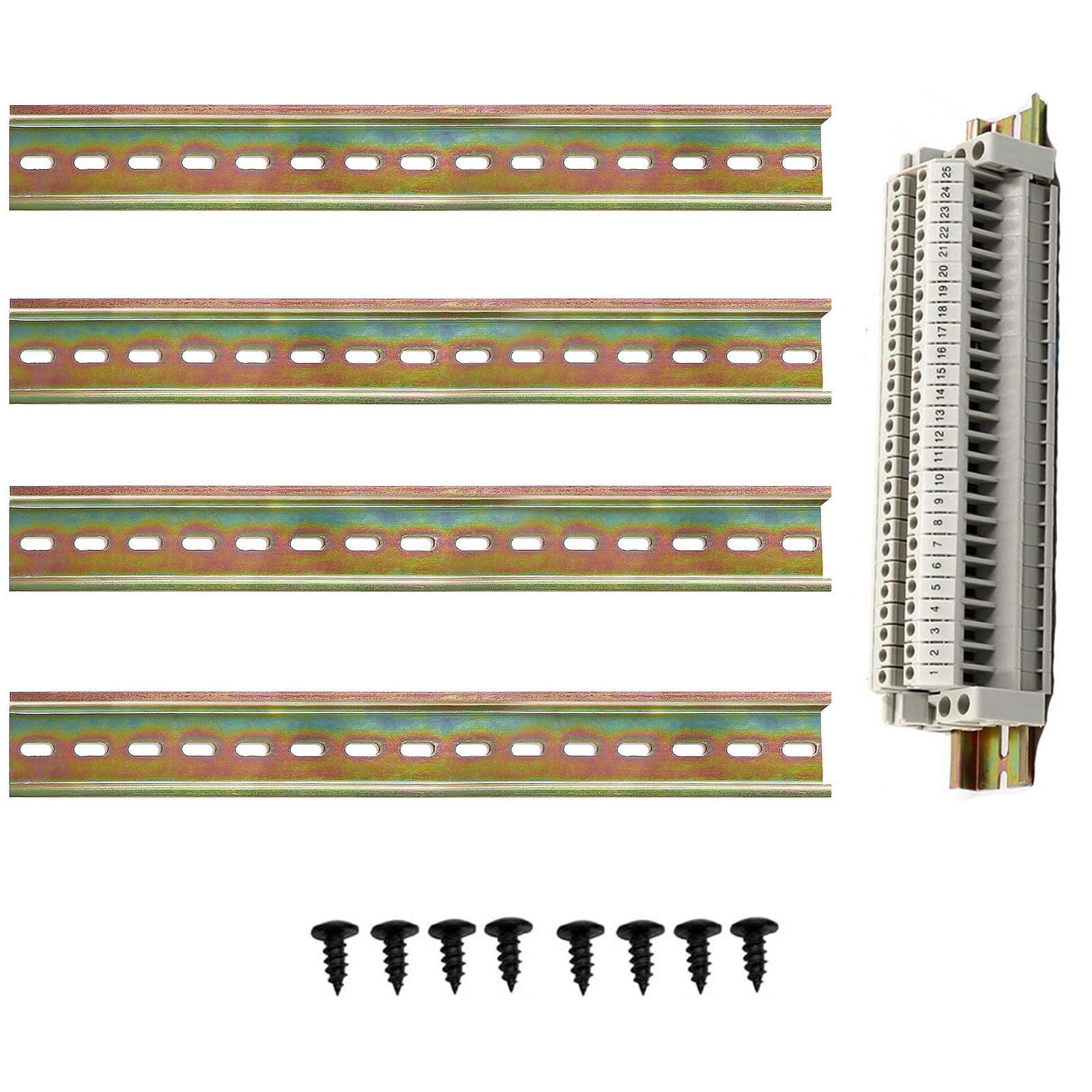 4 sztuki szyny DIN aluminiowa szyna DIN 3,5 cm szerokości, 200 mm długości, metalowe szyny DIN z rowkami w kształcie litery U, do szaf dystrybucyjnych, montażu paneli elektrycznych