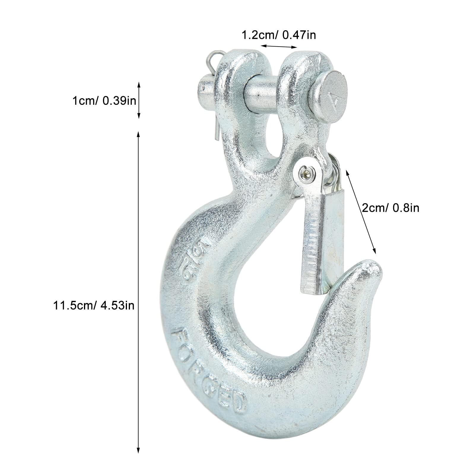 Haki Clevis Wciągarki, Hak ślizgowy Clevis 5/16 Cala z Zatrzaskiem Bezpieczeństwa Hak Holowniczy ze Stali Węglowej o Dużej Wytrzymałości do Haka Wciągarki Przyczepy