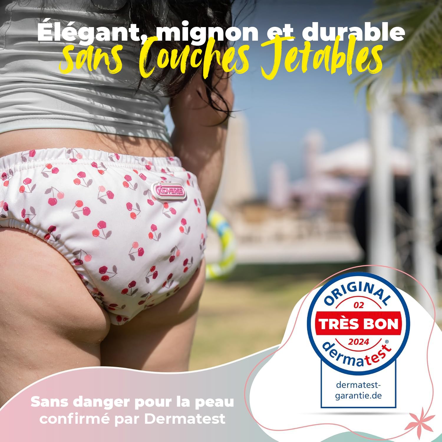KIDVERSE Couches de bain pour bébés de 1 à 2 ans – couches de bain réutilisables et douces pour la peau des bébés avec sac de transport