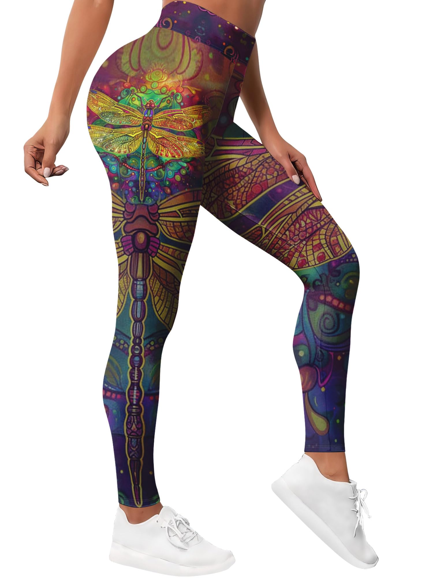 HIVICHI Printed Leggings for Women Pattern Graphic Colorful Cute Crazy High Waisted Workout Gym Running Exercise Yoga Pants