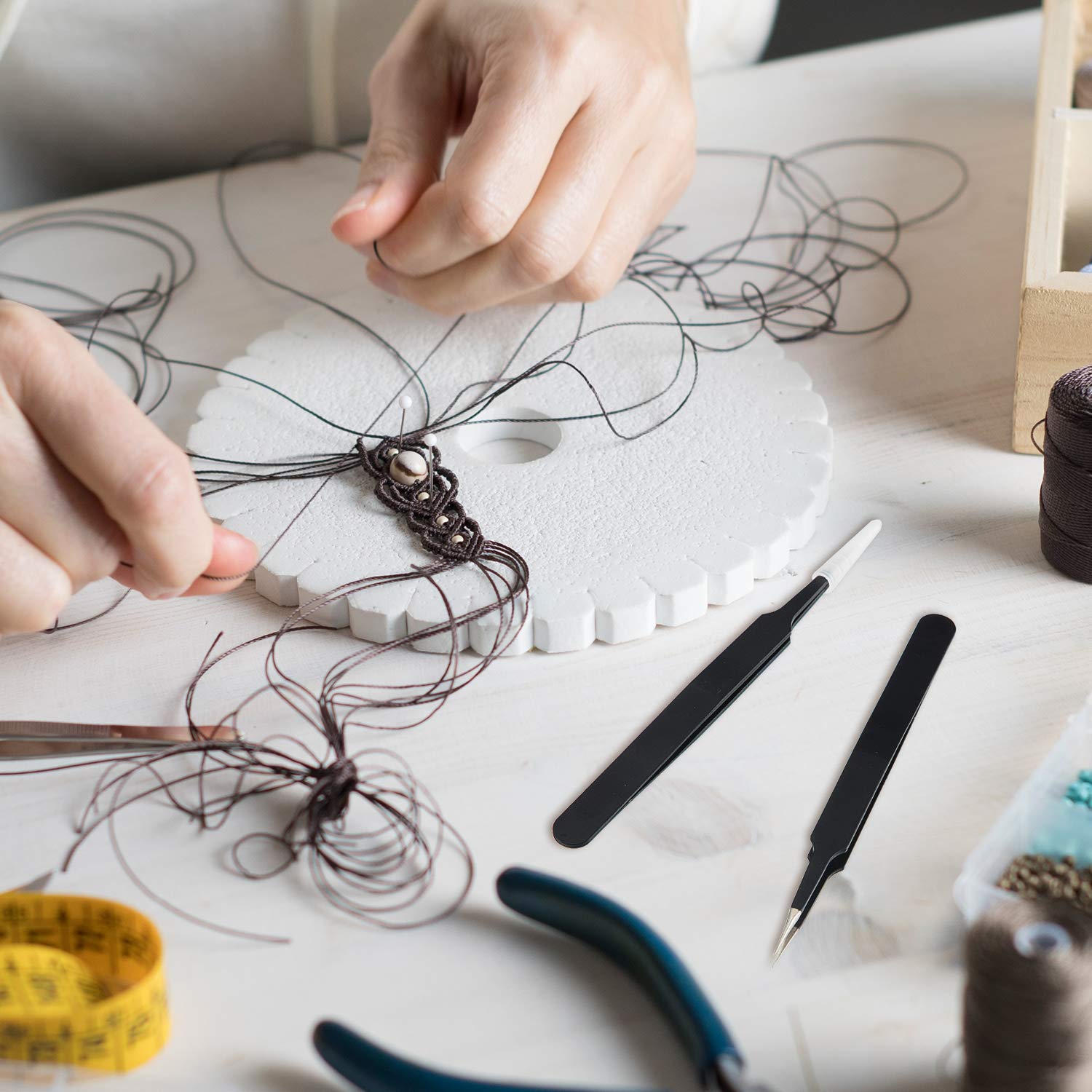 Mini Bead Tweezers Fuse Craft Beading Tweezers for Manual DIY Craft Supplies(5 Pieces) - Image 4