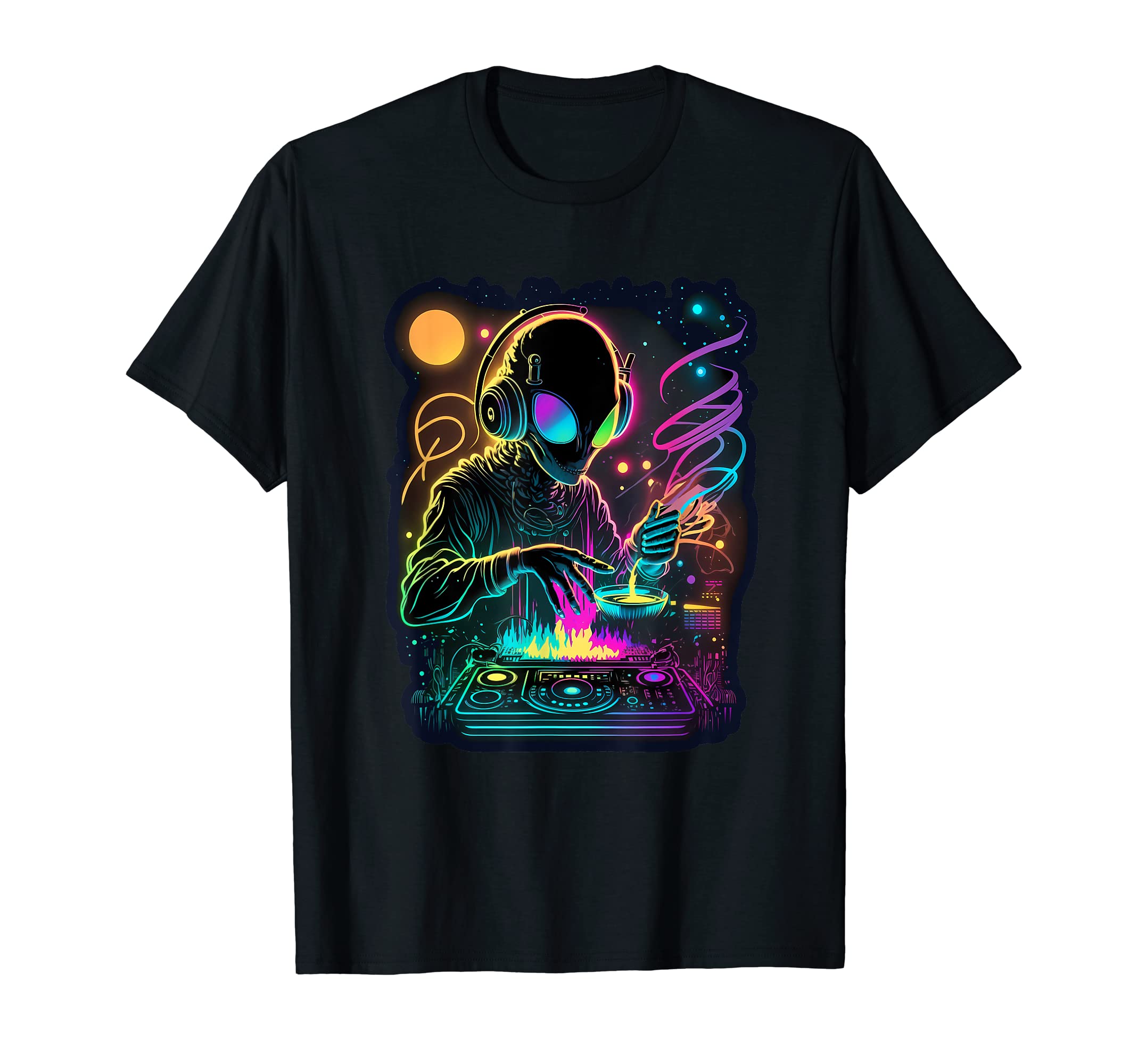 Astronaut DJ, EDM Rave T-Shirt - Alien DJing in Space