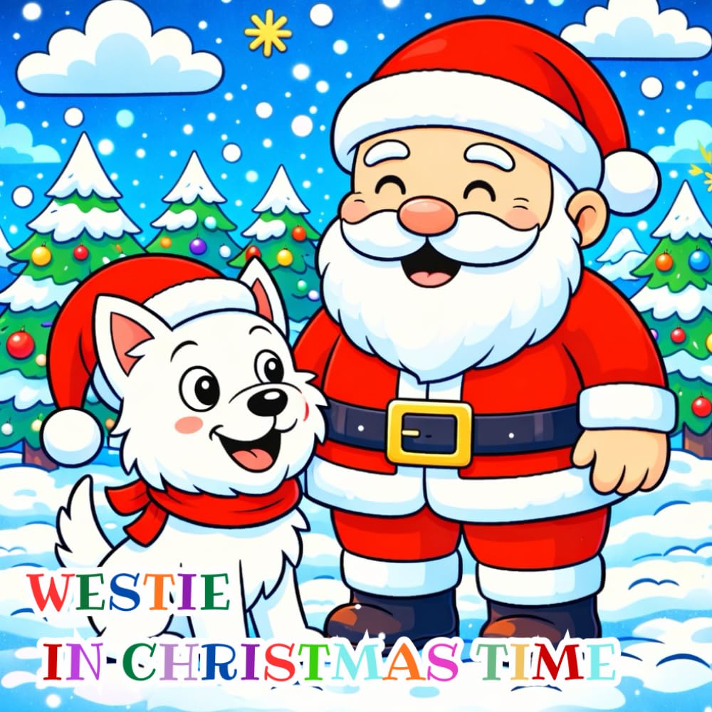 westie in christmas time: Winter Adventures of a Cute Little Westie Dog