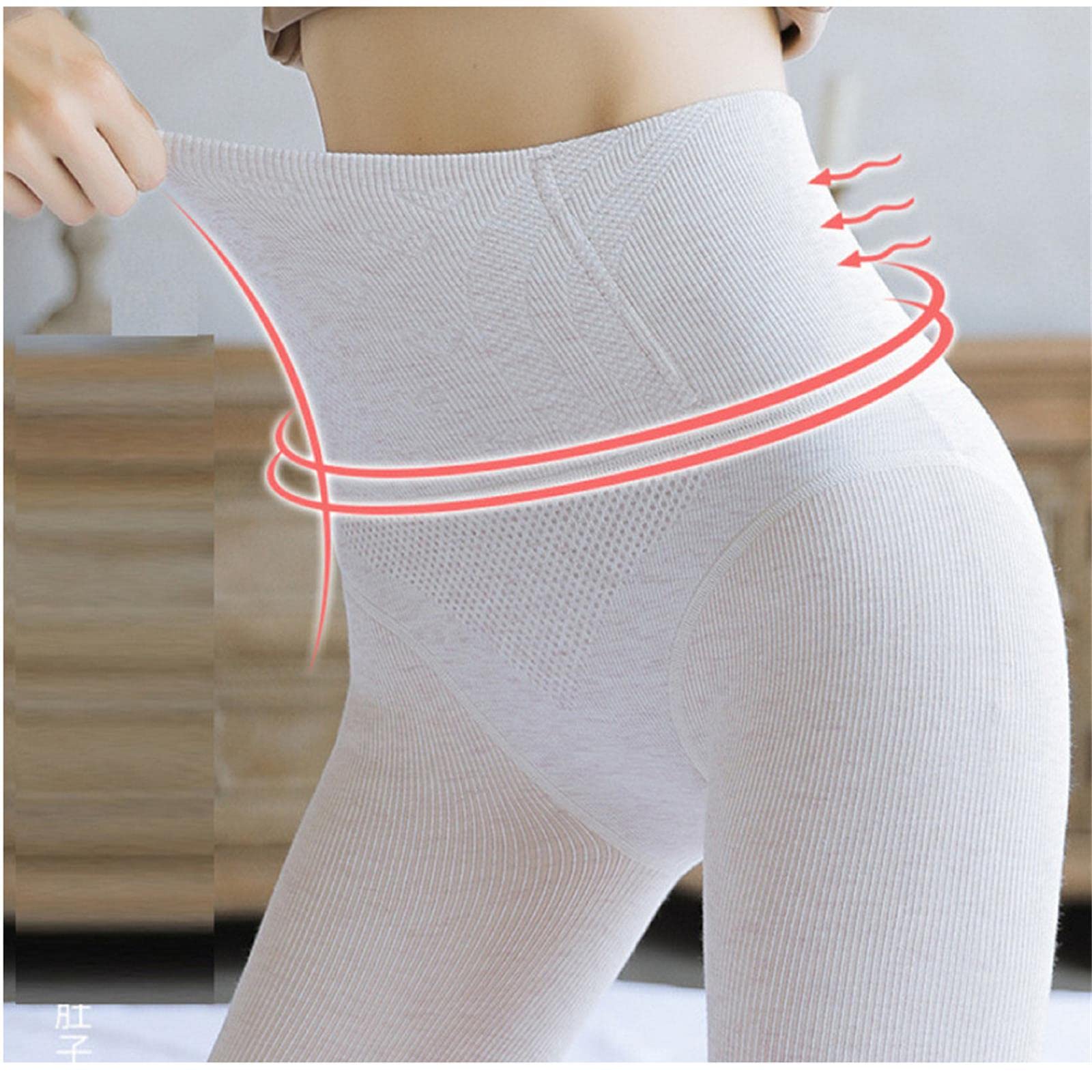 Collant da Donna Collant da Donna in Lana di Lana di Lana in Lana Invernale Ad Alta Vita.-360G Oat White,Full Foot
