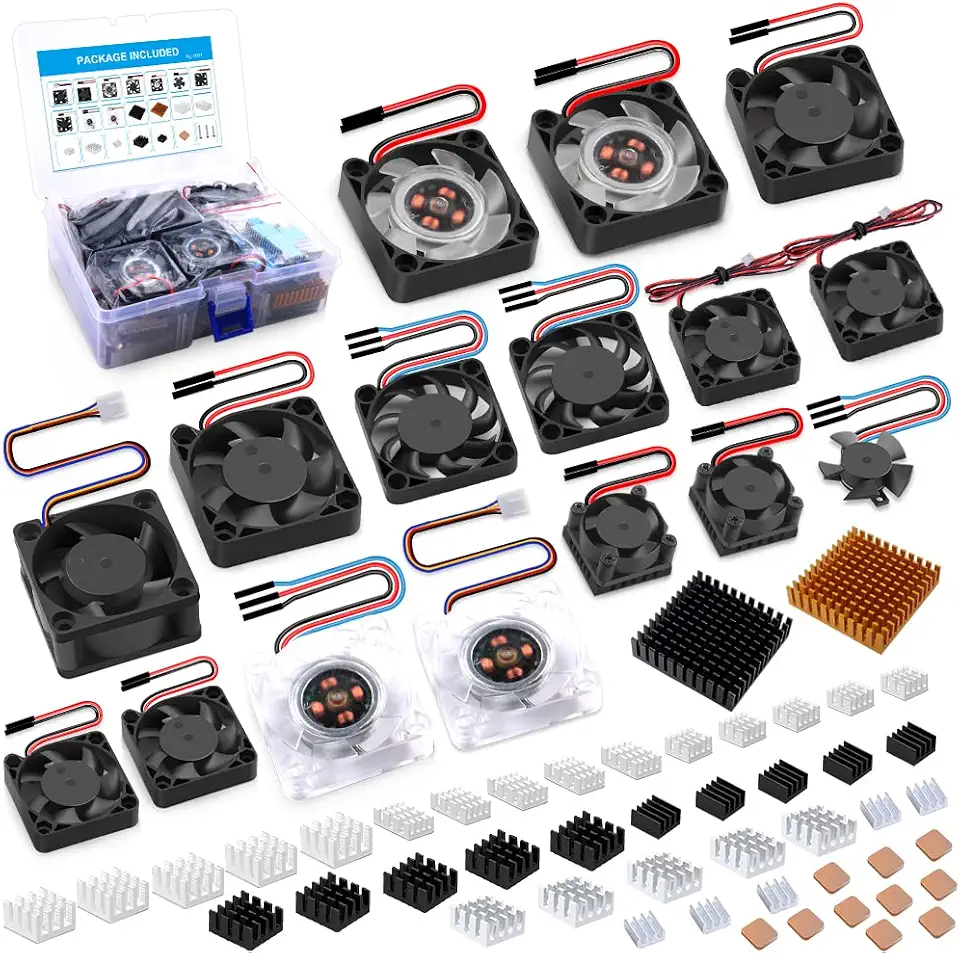 Geekpi Heatsink Kit for Raspberry Pi 4 With PWM Speed Control Cooler for Pi 3 B+, 3 B, 2, B+, Zero/Zero W, Jetson Nano, and RockPi