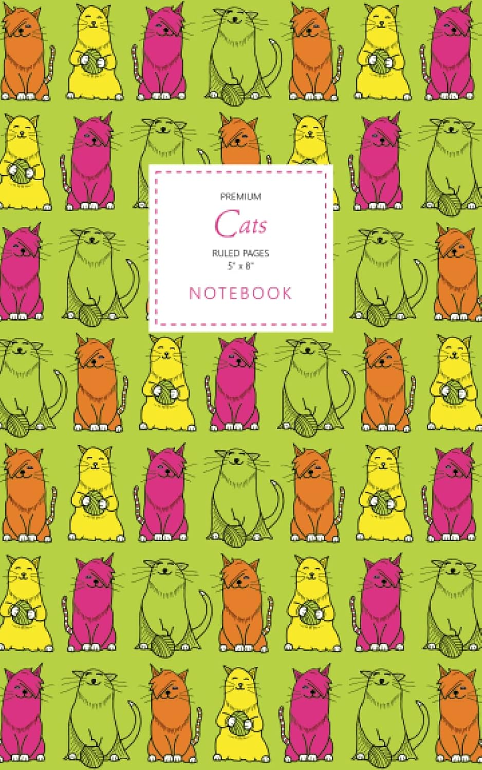 Cats Notebook - Ruled Pages - 5x8 - Premium: (Green Edition) Fun notebook 96 ruled/lined pages (5x8 inches / 12.7x20.3cm / Junior Legal Pad / Nearly A5)
