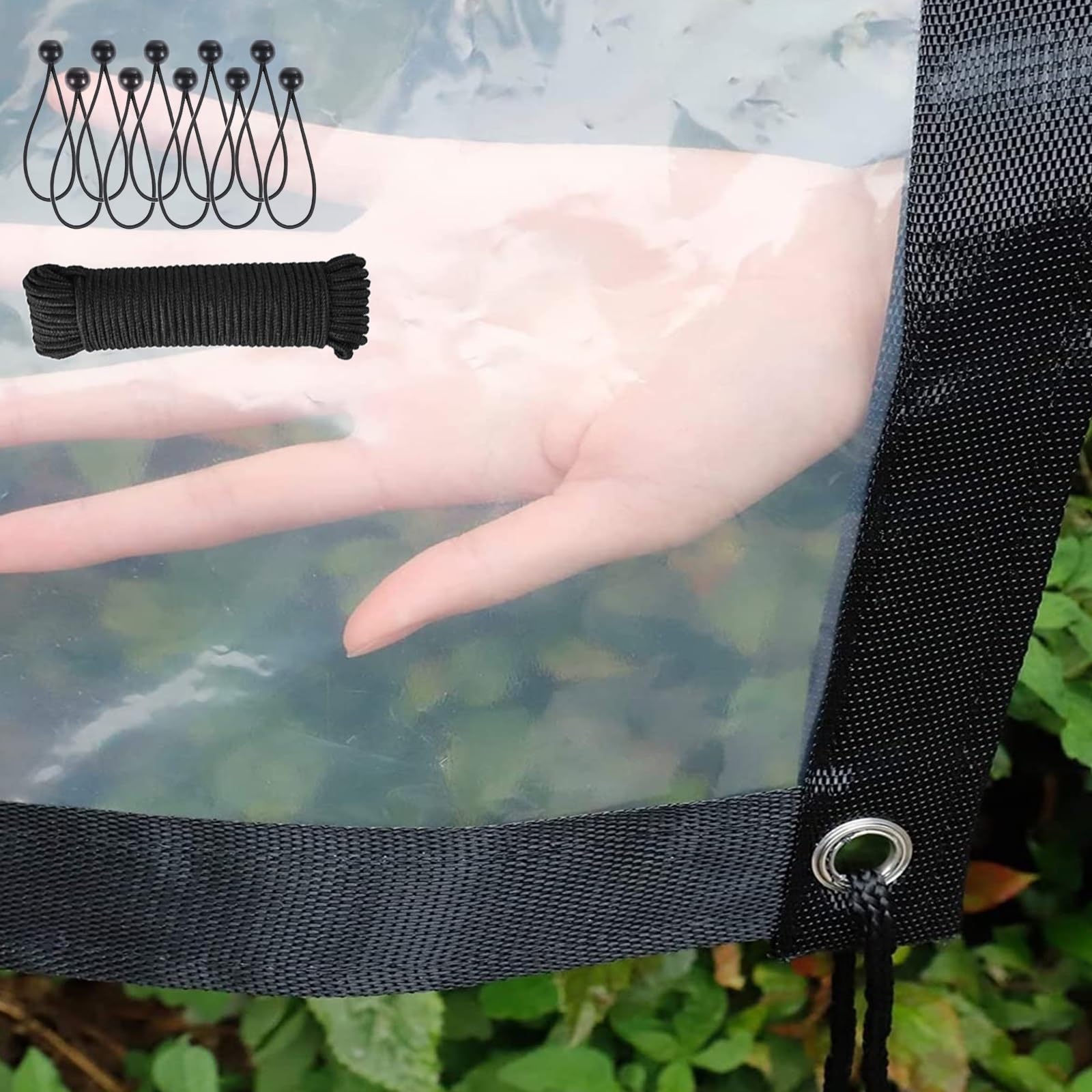 KLGFBDC Outdoor Tarpaulin Waterproof Clear PVC Gazebo Heavy Duty Tarps with Eyelets Outdoor Plants Heat Preservation Transparent Coverage Tarps Rainproof Tarp