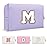 Personalized Makeup Bag Initial A-Z Preppy Patch Bag,Small PU Leather Travel Cosmetic Bag Pouch with Zipper,Purple Cute Toiletry Bag,Gift Ideal for Teen Girls Women Birthday Friend Mom,Latter M