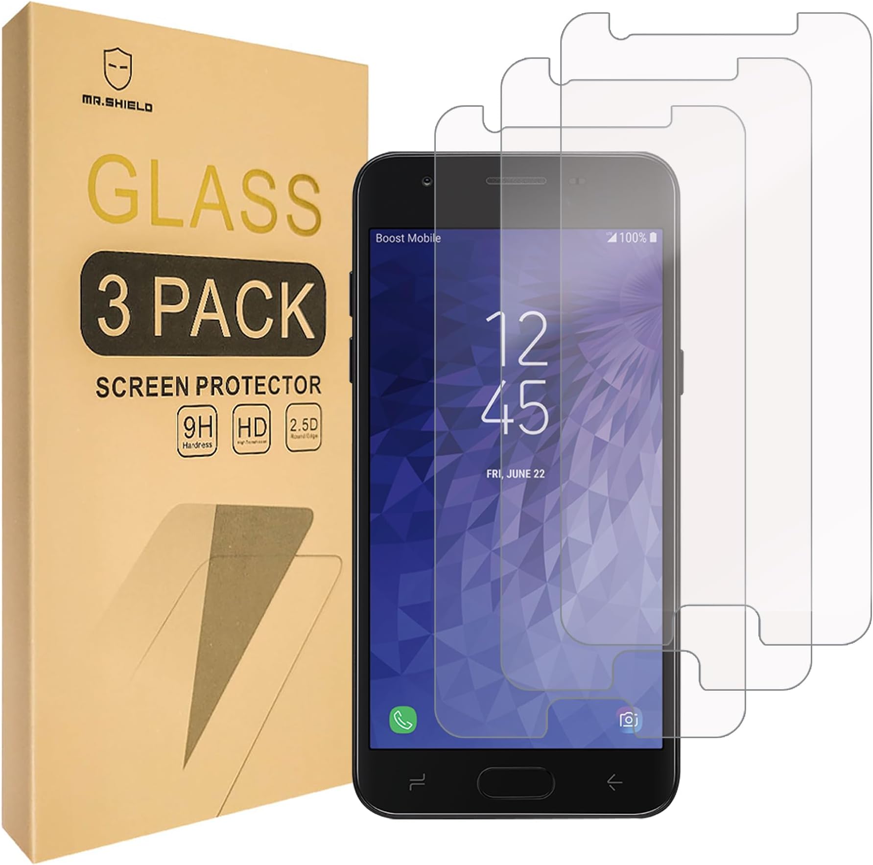 Mr.Shield [3-PACK] Designed For Samsung (Galaxy J3 Star) [Tempered Glass] Screen Protector with Lifetime Replacement