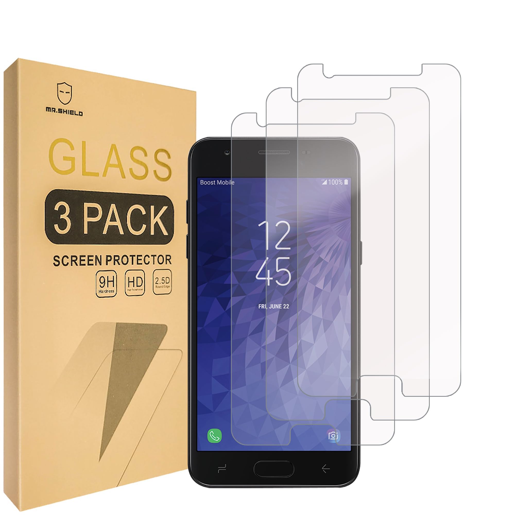 Mr.Shield[3-PACK] Designed For Samsung Galaxy J3 / J3V / J3 V (3rd Generation) 3rd Gen (2018 Version) [Japan Tempered Glass] Screen Protector with Lifetime Replacement