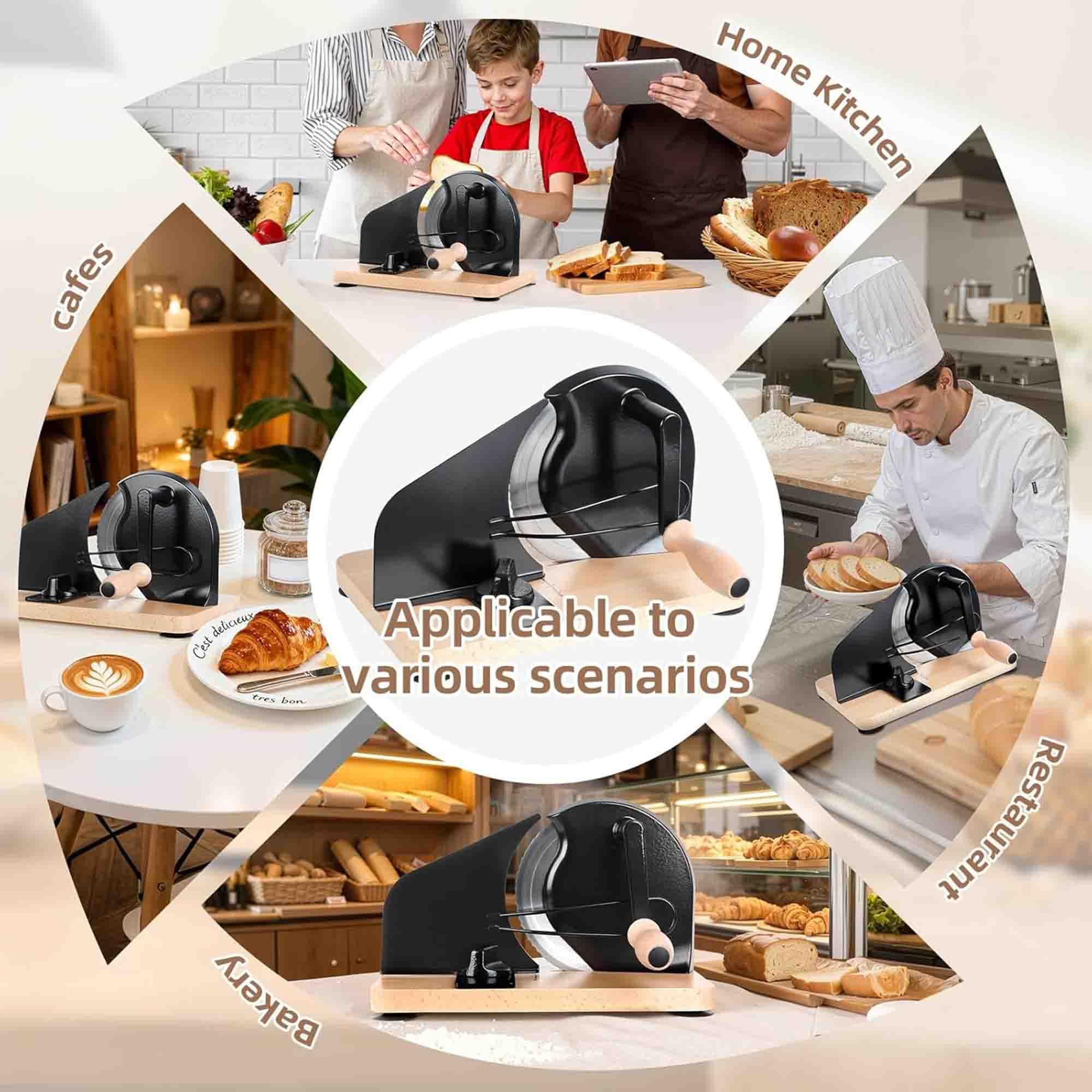 Manueller Brotschneider Hand-brotmesser Einstellbare Dicke Handkurbel-brotscheibe Mit Skalenlinie Und Saugnapf Selbstgemachter Schneider Für Sauerteigbrot black