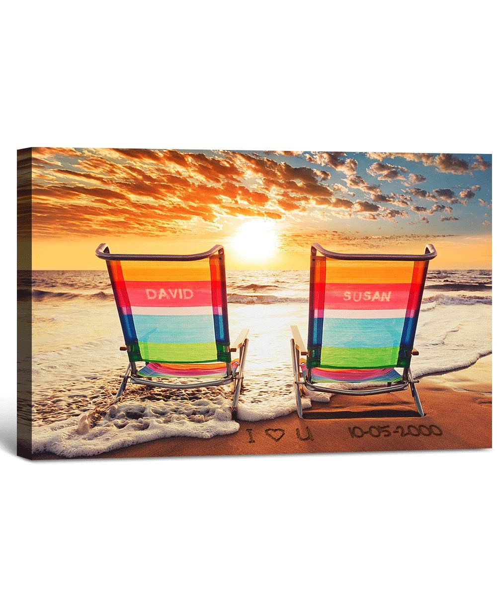 Personalized artwork with couple's names on, canvas print, customized wall art, home decor 18x12